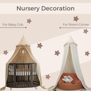 <span class=keywords><strong>Baldacchino</strong></span> per Letto Bambini con Volant in Colori Pastello Neutri, Tenda in Cotone e Poliestere per Cameretta, Zanzariera per Culla - Product Image 5