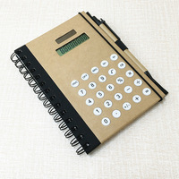 Calculatrice multifonctionnelle créative à 8 chiffres, bloc-notes avec stylo, énergie solaire, couverture en papier kraft, fournitures de bureau, calculatrice
