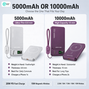 QSF พาวเวอร์<span class=keywords><strong>แบ</strong></span>งค์แม่เหล็กไร้สายแบบพกพาบางเฉียบ 5000mah เครื่องชาร์จพาวเวอร์<span class=keywords><strong>แบ</strong></span>งค์ 10000mah พาวเวอร์<span class=keywords><strong>แบ</strong></span>งค์บางพร้อมที่วางโทรศัพท์ - Product Image 2