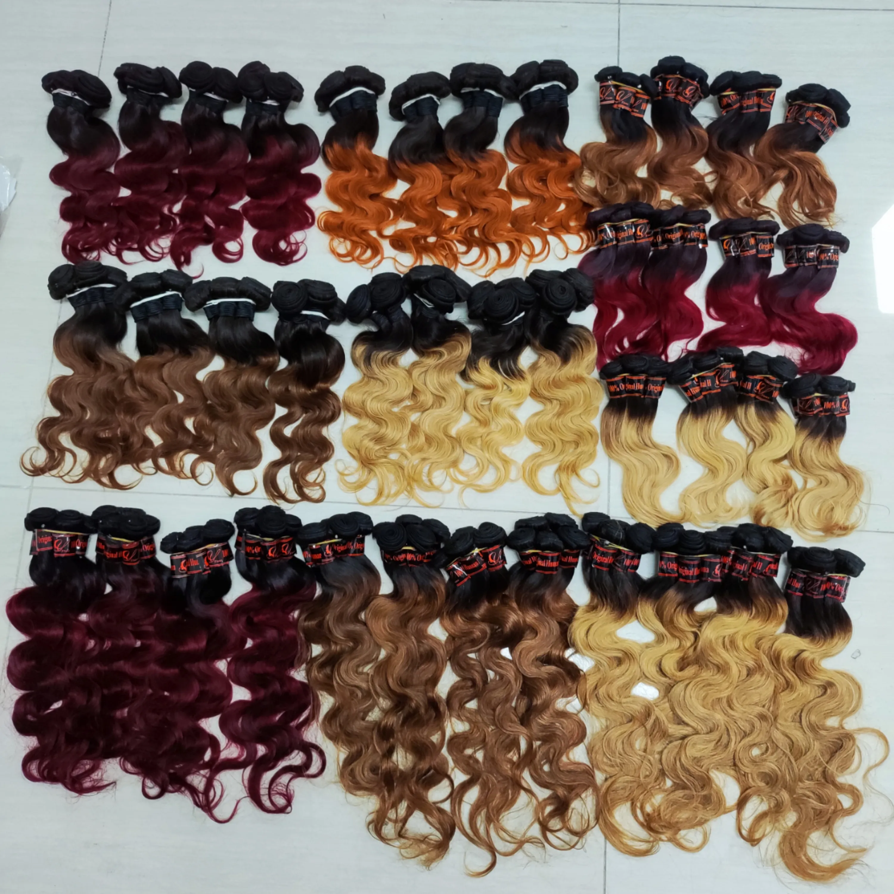 Letsfly 2023 Hot Selling 9A Ombre Colored Body Wave Hair Extensions, 100% Human Hair 9A Remy Brazilian Hair Weave Free Shipping