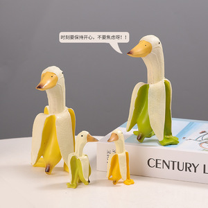 Vendita calda graziosi eccentrici ornamenti creativi di anatra Banana Design moderno in resina arredi per la <span class=keywords><strong>casa</strong></span> per decorazioni Desktop regali di compleanno - Product Image 3
