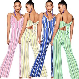 European American Printed Suspender <b>Jumpsuit</b> <b>Wide</b> <b>Leg</b> <b>Casual</b> Cotton Anti-Static Plus Size Elastic Logo Skinny Solid Plain Spring - Product Image 1