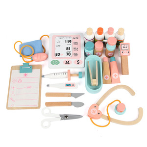 Ensemble de jeu d'imitation en <span class=keywords><strong>bois</strong></span> Mxl, <span class=keywords><strong>chariot</strong></span> d'hôpital portable, kit éducatif de jeu de rôle d'infirmière pour enfants - Product Image 4