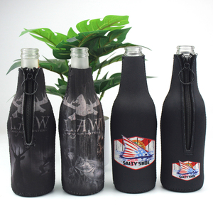 Ucuz özel Logo bira şişesi izolatör kol Zip-up şişe ceket neopren elastik bira şişe soğutucu için parti - Product Image 6