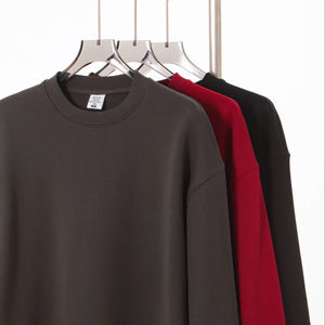 YD420 Otoño 420g Felpa 100% Algodón Color Sólido Sudadera con Cuello Redondo Pantalones Chaqueta Hombre Mujer Marca de Moda Holgada - Product Image 4