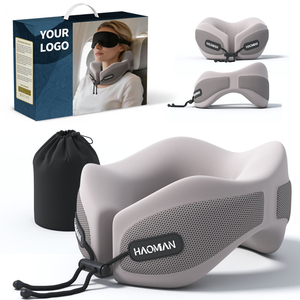 Oreiller de voyage <span class=keywords><strong>ergonomique</strong></span> en mousse à mémoire de forme pour avion - Ensemble d'oreillers de vol respirants en maille avec boîte cadeau et masque pour les yeux OEM - Product Image 1