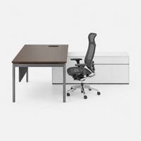 Escritorio de Oficina de Lujo, Muebles de Oficina Ejecutivos Modernos, Mesa de Gerente en Forma de L con Gabinete de Almacenamiento