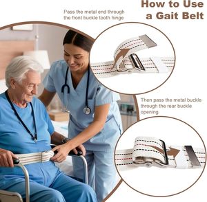 Cinturones de Transferencia para Caminar de 60 Pulgadas con Hebilla Metálica para Terapia Física de Ancianos, Suministros para Cuidadores - Product Image 5