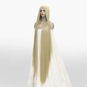 Perruque synthétique longue à dentelle frontale, cheveux blonds 613 bon marché, densité 180, 60 pouces, raie au milieu, fibre résistante à la chaleur Futura, style célébrité - Product Image 2