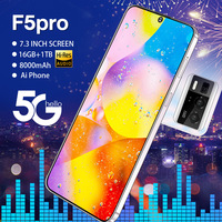 Smartphone 5G Original le Plus Vendu 16 Go+1 To 12+512 Go Écran Complet 7,3 Pouces Déverrouillage par Reconnaissance Faciale Android 2025 F5 Pro Pro