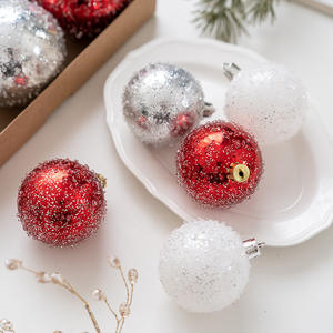 4cm 6cm 8cm Vin Rouge champagne Couleur Paillettes Boule De Noël Mat Arbre De Noël Décoration Boule - Product Image 5