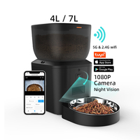 Distributeur automatique de nourriture pour animaux de compagnie WiFi 5G 4L Contrôle par application Tuya Distributeur de nourriture pour animaux de compagnie avec caméra Chien Chat Distributeur intelligent pour animaux de compagnie avec caméra