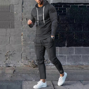 Otoño Invierno logotipo personalizado tela suave poliéster viaje ocio <span class=keywords><strong>Slim</strong></span>-Fit hombres conjuntos ropa deportiva chándal alta calidad chándal - Product Image 6