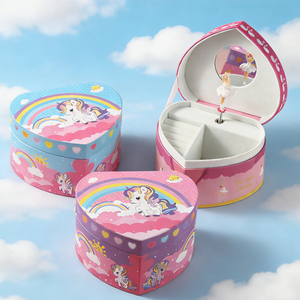 <span class=keywords><strong>Boîte</strong></span> <span class=keywords><strong>à</strong></span> musique <span class=keywords><strong>à</strong></span> manivelle de marque Yiyu, très demandée, en forme de cœur de licorne en papier, avec miroir, durée sonore de 30 secondes, pour rangement de <span class=keywords><strong>bijoux</strong></span> - Product Image 3