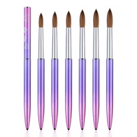 Populaire Nail Supply Pourpre De Luxe En Métal Personnalisé Acrylique Rond Pur Beauté Pincel Kolinsky 100 Sable Brosse À Ongles Ensemble avec la boîte #8-16