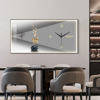 Reloj de pared LED Art Deco moderno, pintura decorativa acrílica de porcelana de cristal para decoración de Arte de pared de Salón Familiar