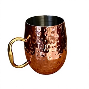 American Style Copper Ginger Beer Mugs with Attached Carabiner Hammered Design Dishwasher Microwave Safe Back School <b>Cheap</b> Price - Product Image 1
