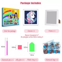 Kits de peinture diamant animaux de dessin animé avec diamants complets et cadre, cadeau DIY écologique pour enfants, décoration murale