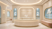 Vitrine de présentation de bijoux ronde en verre sur mesure avec cadre doré, armoire de présentation de bijoux personnalisée pour boutique de détail
