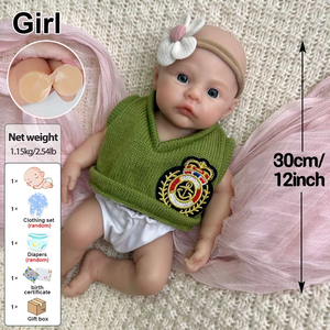 Poupée <span class=keywords><strong>Reborn</strong></span> <span class=keywords><strong>miniature</strong></span> en silicone de 30 cm, membres flexibles, jouets interactifs pour tout-petits - Product Image 4