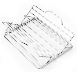 Support à poulet rôti pliable en acier inoxydable, multifonction, portable, réutilisable, réglable, résistant à la chaleur, non revêtu, pour four et charbon de bois - Product Image 1