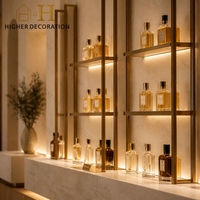 Présentoir à parfums en verre trempé, vitrine moderne en verre pour parfums, comptoir de bar à parfums en acier inoxydable 304 à vendre