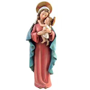 Factory custom resin small virgin mary and baby jesus statue customized polyresin mary statue