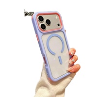 Coque de téléphone 2-en-1 en acrylique rigide à bords souples, style Ins, toucher doux, antidérapante, résistante aux chutes, couleur macaron pour iPhone