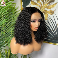 Peluca de Cabello Humano Indio Virgen al por Mayor con Cutícula Alineada, Estilo Pixie Rizado Bob, Sin Pegamento, con Cierre de Encaje HD 5x5 para Mujeres Negras