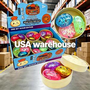 Juguete antiestrés pequeño de Bun Bao con purpurina, textura realista plisada, linda decoración de escritorio, mini juguetes de apretar con forma de dumpling de azúcar - Product Image 4