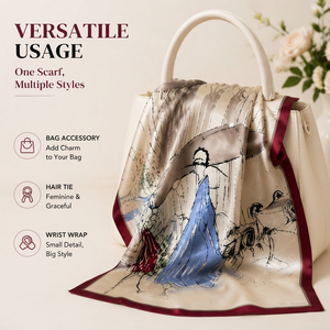 Écharpe carrée en soie de luxe personnalisée, impression d'art sur mesure, toutes tailles, foulard en soie de mûrier pour femme, accessoires de mode - Product Image 4