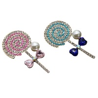 Breloques décoratives en métal gravées rose et rouge en forme de sucette, accessoires pour coques de téléphone, boîtes de rangement pour épingles à cheveux DIY, et artisanat pour boucles de chaussures