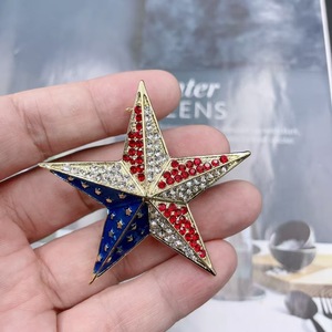 เข็มกลัดรูปดาวห้าแฉกสไตล์ยุโรปและอเมริกา พร้อมลายธงชาติ ประดับเพชร เข็มกลัดระดับไฮเอนด์ - Product Image 4