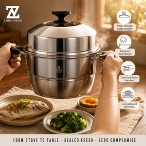 Olla Vaporera de Doble Capa de Acero Inoxidable 304 Zhenneng, Utensilio de Cocina Multiusos Apilable de 2 Niveles, Cocina <span class=keywords><strong>al</strong></span> Vapor y <span class=keywords><strong>al</strong></span> Hervido <span class=keywords><strong>al</strong></span> <span class=keywords><strong>Mismo</strong></span> <span class=keywords><strong>Tiempo</strong></span> - Product Image 3