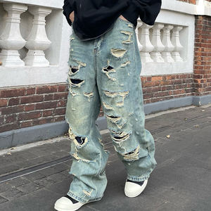 الرجال تخصيص الجينز الجينز الرجال ضئيلة تناسب خمر الجينز السراويل الطويلة الجينز المتعثرة السراويل الجينز - Product Image 3