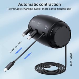 Cable de Carga Retráctil Profesional 3 en 1 <span class=keywords><strong>para</strong></span> Todos los Dispositivos Móviles con Tipo C, Micro y Conectores <span class=keywords><strong>para</strong></span> Viajes - Product Image 1