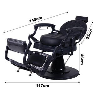 Profesyonel ağır hidrolik pompa siyah deri erkek kuaför Retro taşınabilir uzanmış prim berber dükkanı sandalye - Product Image 5