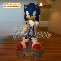 Figurine d'action personnalisée, figurine de dessin animé, statue de hérisson bleu grandeur nature, sculpture en résine Sonic