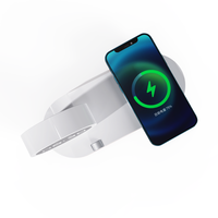 Pengisi daya nirkabel multifungsi, pengisi daya Cepat 15W dengan jam Alarm lampu malam untuk pengisian daya ponsel