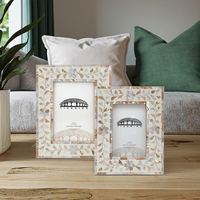 Cadre photo de décoration intérieure de style classique, artisanat avec incrustation de nacre, motif glycine, en nacre/MDF/verre