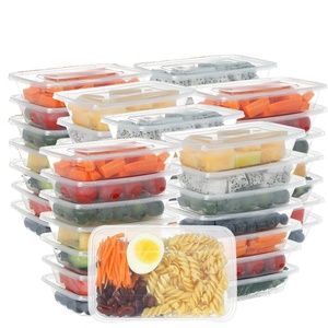 Boîtes à lunch rectangulaires jetables en plastique très vendues, contenants alimentaires à emporter avec couvercles pour sushis et hamburgers - Product Image 1