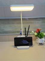 Lampe de bureau LED avec porte-stylo, rechargeable, veilleuse pour dortoir, chambre à coucher, lampe de lecture pour bureau et étude