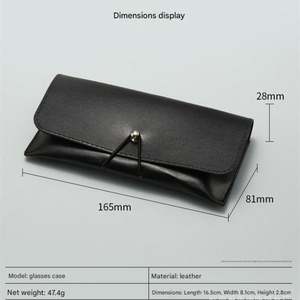 Étui à lunettes souple en cuir PU noir et gris unisexe personnalisé avec logo et cordon - Product Image 6