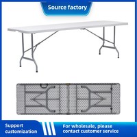 Banc de table en fer pliable pour l'extérieur, ensemble de salle à manger rectangulaire d'exposition portable en HDPE pour les études de restaurant ou les expositions