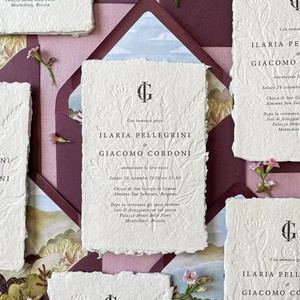 Tarjeta de Invitación de Boda de Papel de Algodón con Textura Botánica Minimalista en Oro Blanco de Lujo, Borde Decorativo, Estampado en Relieve, Impresión Personalizada - Product Image 3