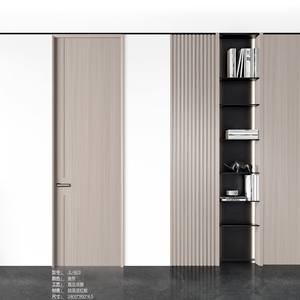 Puerta interior de madera maciza de gama alta de lujo moderno, puerta de entrada acabada con textura de nogal de teca para baño, sala de estar, uso en cocina - Product Image 3