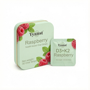 Suplemento de vitamina D3 K2 en tiras orales de rápidas absorción de Raspberry, para energía, apoyo óseo natural y bienestar diario, 30 sobres, OEM - Product Image 1