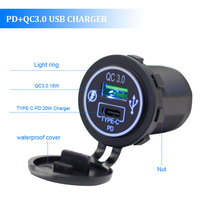Chargeur de voiture double port 12-24V QC3.0 USB Type C 20W PD USB avec prise de bus Chargeur de voiture universel pour voitures 12V 24V