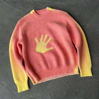 Pull à col rond personnalisé, thermochromique, dégradé, tricot côtelé, streetwear Y2K, vêtements pour hommes, fournisseur