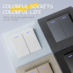 Tempered Glass Khung ánh sáng điện Thiết bị chuyển mạch thiết kế màu đen 2 gang một cách hai cách kiểm soát ánh sáng chuyển đổi với LED chỉ số - Product Image 3